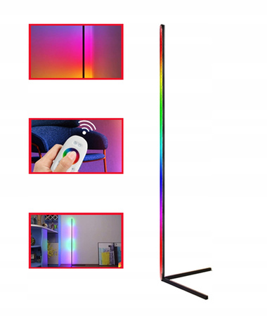 DUŻA LAMPA PODŁOGOWA NAROŻNA STOJĄCA LED RGB 140CM